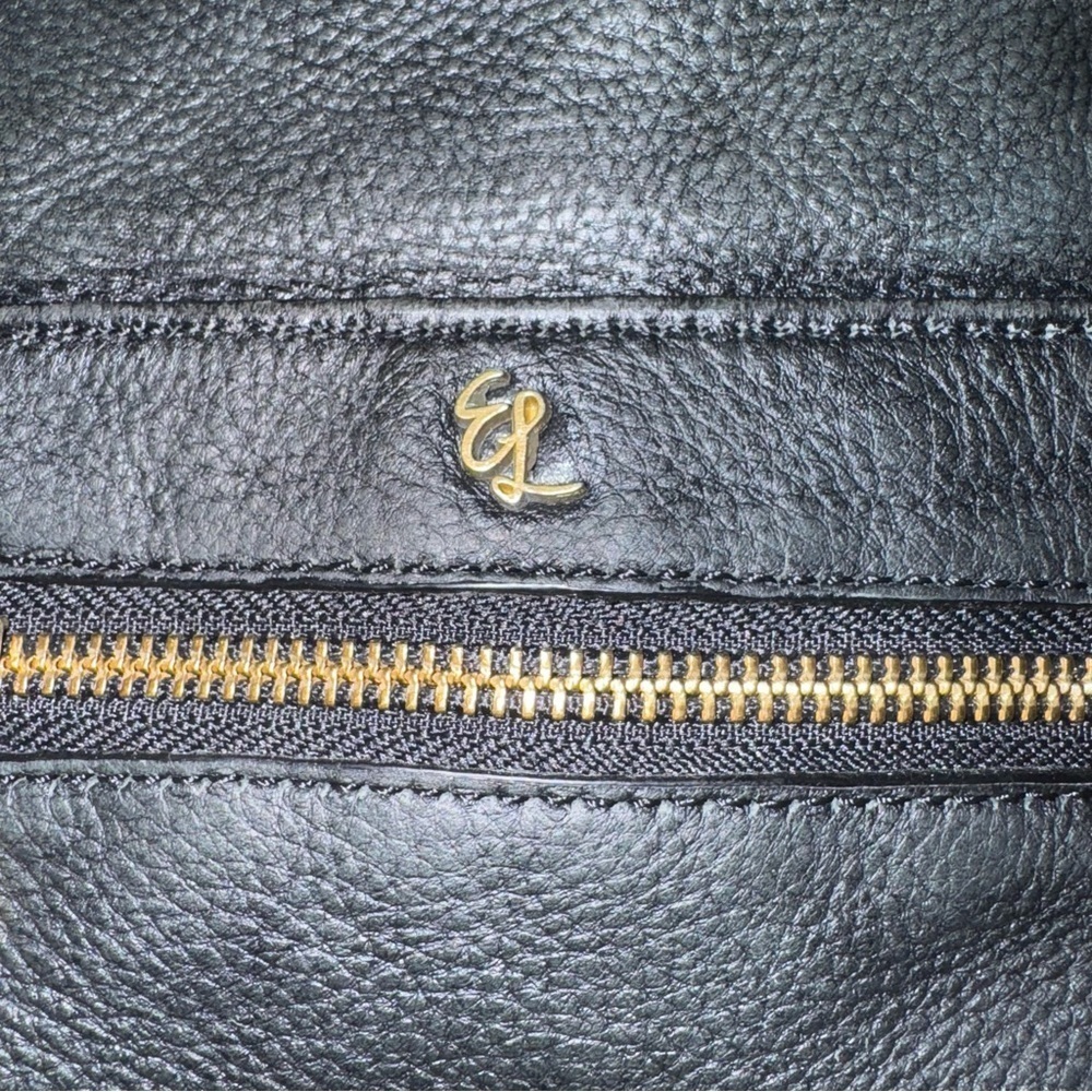 ELLIOTT LUCCA Gwen Black Pebbled Leather Gold Chain Strap Crossbody Bag - Picture 9 of 16